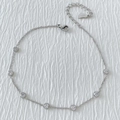 Silver stainless steel anklet with sparkling round clear zircons and lobster clasp - Silver White Zirconia Style (A389)