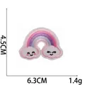 Macro detail of rainbow embroidery patch with clouds and dimensions 6.3cm x 4.5cm - Style 12 Pink Purple Rainbow