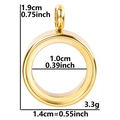 Golden round stainless steel locket pendant 1.4cm diameter with screw open top for cinnabar - Inner Diameter 10mm - Cavity Thickness 3.5mm / Gold