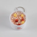 Realistic mixed grain porridge bowl keychain with pink resin pearls and metal keyring - Large / Soybean Sago Dew Keychain