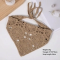Crochet daisy bandana in khaki, handmade floral hair scarf for women, size 51x35x35cm - Khaki Mandala