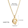 Detail of 3D bubble letter G necklace pendant in gold with long link chain and measurements - Letter G