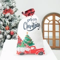Sac cadeau de Noël en lin avec cordon de serrage, motif camion rouge et lutin festif - Style de Camion Rouge