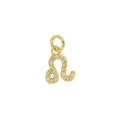 18k gold Leo zodiac pendant featuring zircon micro-pave crystals on white background - Leo