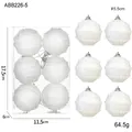 Set di 6 palline di Natale bianche con trama perlata, decorazioni da 5,5 cm di diametro - Palline di Schiuma Avvolte in Perle Bianche / 6 Pezzi
