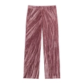 Pantalon large en velours mauve pour femmes avec taille haute élastique et texture florale - XS / Pants