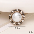 Macro shot of vintage pearl charm with bronze filigree and white rhinestones, 2.1cm diameter - D1735 Rhinestone Pearl Round