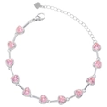 Detail showing the 925 silver hallmark on a pink heart link bracelet extension chain - White Gold Pink Diamond Bracelet