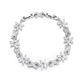 Elegante bracciale in argento con fiori di glicine in zircone e maglie a forma di croce - Bianco