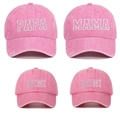 Pink washed cotton baseball cap set with Mama and Mini embroidery details - Pink PAPA+MAMA+2xMINI (4-Piece Set)