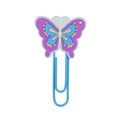 Violetter Schmetterling-Büroklammer-Lesezeichen aus weichem PVC-Kleber auf weißem Grund - Blau Lila Schmetterling