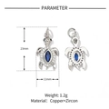 Fiche technique du pendentif tortue argenté montrant 23mm et matériau cuivre zircon - YE030-1 Argent Tortue