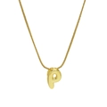 Polished gold initial P pendant necklace featuring a sleek stainless steel snake chain - Necklace - Letter P