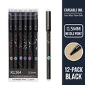 Set of 12 black 0.5mm erasable gel pens featuring unique 12 zodiac constellation designs - Constellation Series - Black (12Pcs) / 0.5mm