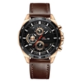 VA VOOM Men's Quartz Sport Watch with Rose Gold Case, Black Dial and Brown Leather Strap - Brown Strap Black Dial Rose Gold Case (216P-H-FK)
