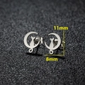 Silver cat and moon stud earrings in 18K gold plated steel with 11mm dimensions - Moon Cat Style (162) / 11x8mm / Steel