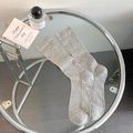 Calcetines de media pantorrilla gris claro acanalados con textura vertical - Talla única / Gris claro