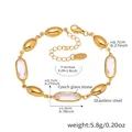 Elegant gold stainless steel bracelet with clear Czech oval glass stones and lobster clasp - 16+5cm / Gold with White Stone