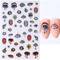 Dark style nail stickers STZ-CS247 featuring eye and mushroom illustrations - STZ-CS247 Eye Heart Mushroom