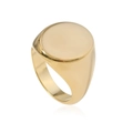 Polished gold-plated stainless steel signet ring with a minimalist flat circular top - US 6 / Ellipse / Gold