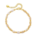 Bracelet élégant plaqué or 18 carats avec perles naturelles beiges pour femmes - Bracelet