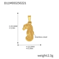 18k gold plated stainless steel seahorse pendant with textured finish and dimensions - Seahorse Shape (D11) / Gold