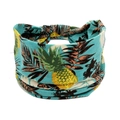 Bohemian style teal elastic cotton headband with tropical yellow pineapple print for women - 55-Pineapple Pattern