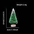 Miniature sisal Christmas tree with snow effect on wooden base, 6.5cm height - No Packaging / 6.5CM Grass Green