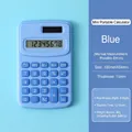 Mini 8-digit portable calculator in light blue finish for students and office use - Blue