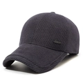 Dark grey winter baseball cap for men with fleece lining and warm ear protection - Adjustable / Navy Blue