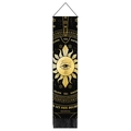 Bohemian black and gold tassel tapestry with celestial sun and moon occult symbols - 32.5x130cm / Style 11 (Mystical Alphabet Design)