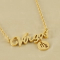 18k gold plated stainless steel necklace featuring Virgo pendant and zodiac symbol charm - Virgo