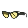 Retro-Cateye-Sonnenbrille mit glänzend schwarzem Rahmen und hellgelben Gläsern - Schwarzer Rahmen Gelbe Gläser