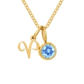 Collana Ariete dorata con ciondolo in pietra blu chiaro e catena a maglia sottile - Marzo Blu Chiaro Ariete - Color Oro