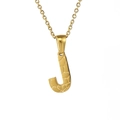 Minimalist 18K gold stainless steel necklace with letter J pendant in crocodile texture - Letter J / Gold