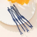 Set di braccialetti intrecciati blu scuro regolabili con chiusura ad anello in metallo - 5 Pezzi / Blu scuro