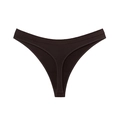 Women's low-waist seamless thong in dark brown stretchy athletic knit fabric - Brown