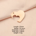 Rose gold heart pendant dimensions: 22mm length, 25.2mm width, 1.8mm hole size - Outer Large Hollow Heart / Rose Gold