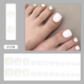Kit de 24 uñas postizas para pies en color blanco crema brillante de diferentes tamaños - Tipo de Pegamento / Blanco Crema Minimalista (F178)