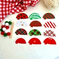 DIY Christmas cake toppers set with striped paper flags, mini pompoms and wooden sticks - Pompom Hat Set 3 (12pcs DIY)