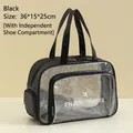 Black travel toiletry bag in 36x15x25cm size with independent shoe compartment - With Shoe Compartment / Black