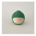 Detailed knit texture of a green baby bonnet with ties on a minimalist display stand - 4-16 Months (38-46cm) / Green
