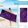 Detail of purple mandala beach towel with quick-dry microfiber fabric and 3D lotus print - 150*75cm-250g / Purple Mandala Lotus