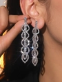 Sparkling silver drop earrings with multi-layer crystal rhinestones for women - Silver Overlapping Oval Water Drop Earrings