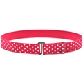 Adjustable kids elastic belt with red and white polka dots and black metal buckle - Rose Red Polka Dot