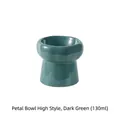 Dark green ceramic elevated petal cat bowl for neck protection 130ml capacity - Large Version / Dark Green