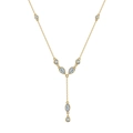 Collana a Y bohémien dorata con turchese, perle d'acqua dolce e nappe di zirconi - Nappina a forma di Y multipietra / Oro