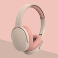 P2961 foldable wireless gaming headset in beige and pink with soft leather ear pads - Pink