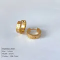 Pendientes de aro de acero inoxidable bañados en oro de 18K de 14mm con textura martillada - 14mm / Dorado