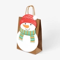 Bolsa de regalo de Navidad de papel kraft con diseño de muñeco de nieve y texto festivo - 16*8*21cm / Papel Kraft Con Muñeco de Nieve